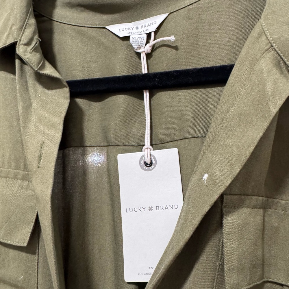 Lucky Brand Olive Button-Up Shirt Dress - Picture 2 of 4